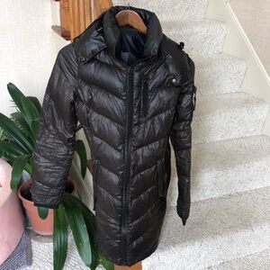 Andrew Marc Chocolate Duck Down Trench Coat Puffer Jacket